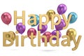 Happy Birthday words festive background 3D illustration.