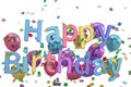 Happy Birthday words festive background 3D illustration. Royalty Free Stock Photo