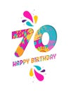 Happy birthday 70 year paper cut greeting card