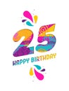 Happy birthday 25 year paper cut greeting card