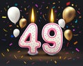 Happy Birthday years. 49 anniversary of the birthday, Candle in the form of numbers. Vector