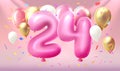 Happy Birthday years anniversary of the person birthday, balloon in the form of numbers twenty-four of the year. Vector Royalty Free Stock Photo