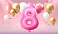 Happy Birthday years anniversary of the person birthday, balloon in the form of numbers Eight of the year. Vector