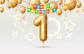 Happy Birthday 1 years anniversary of the person birthday, balloons in the form of numbers of the year. Vector