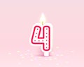 Happy Birthday years anniversary of the person birthday, Candle in the form of numbers four of the year. Vector Royalty Free Stock Photo