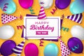happy birthday you with balloons confetti vector design illustration Royalty Free Stock Photo