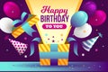 happy birthday you with balloons gift box vector design illustration Royalty Free Stock Photo