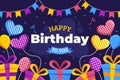 happy birthday you flat with balloons vector design illustration Royalty Free Stock Photo