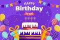 happy birthday you flat with confetti cake vector design illustration Royalty Free Stock Photo