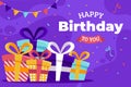 happy birthday you flat with gift boxes vector design illustration Royalty Free Stock Photo