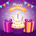 happy birthday you with gifts cupcakes vector design illustration Royalty Free Stock Photo