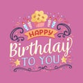 happy birthday you lettering vector design illustration Royalty Free Stock Photo