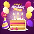 happy birthday you with sweet cake balloons vector design illustration Royalty Free Stock Photo