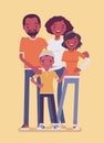 Happy black family of four full length portrait Royalty Free Stock Photo