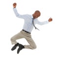 Happy black man, jump and joy for business, success or celebration on a white studio background. Excited young African Royalty Free Stock Photo