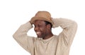 Happy black man smiling with hat Royalty Free Stock Photo