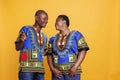 Happy black man and woman couple dancing Royalty Free Stock Photo