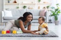 Happy Black Mom And Cute Infant Son Spending Time Together At Home, Royalty Free Stock Photo