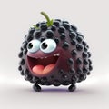 Happy Blackberry Cartoon. Generative AI