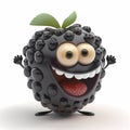 Happy Blackberry Cartoon. Generative AI