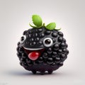 Happy Blackberry Cartoon. Generative AI