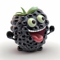 Happy Blackberry Cartoon. Generative AI