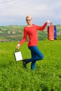 Happy blond Girl With Shopping Bags Royalty Free Stock Photo