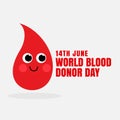 Happy blood cartoon face for world blood donor day