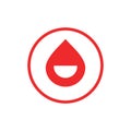 Happy blood logo, smile blood drop logo icon, isolated on white background