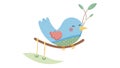 Happy Blue Bird Chirping a Joyful Tune, vector design Generative AI Royalty Free Stock Photo