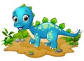 Happy blue dinosaur cartoon