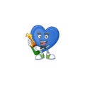 Happy blue love with beer cartoon character design