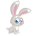 Happy blue rabbit cartoon isolated on white background. Vector illustration of a cute bunny. Royalty Free Stock Photo