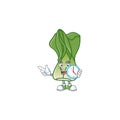 Happy bok choy cartoon mascot style with clock