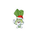 Happy bok choy in Santa costume mascot style
