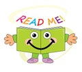 Happy book mascot - read me!