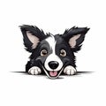 Happy Border Collie Puppy Peeking Out - Unique Character Design