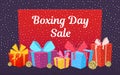 Happy Boxing day sale design with gift boxes. Vector illustration.