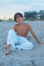 Happy boy on the beach Royalty Free Stock Photo