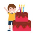 Happy boy birthday cake with candles Royalty Free Stock Photo