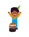 Happy boy with birthday cake Royalty Free Stock Photo