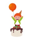 Happy boy with birthday cake Royalty Free Stock Photo