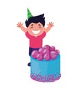 Happy boy with birthday cake Royalty Free Stock Photo