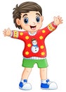 Happy boy cartoon wearing christmas sweater Royalty Free Stock Photo