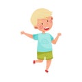 Happy Boy Character Jumping High with Joy and Excitement Vector Illustration Royalty Free Stock Photo