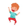 Happy Boy Character Jumping High with Joy and Excitement Vector Illustration Royalty Free Stock Photo