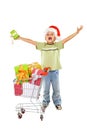 Happy boy with christmas presents Royalty Free Stock Photo