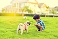 Happy boy with dog Royalty Free Stock Photo