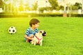 Happy boy with dog Royalty Free Stock Photo