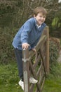 Happy boy on a gate Royalty Free Stock Photo